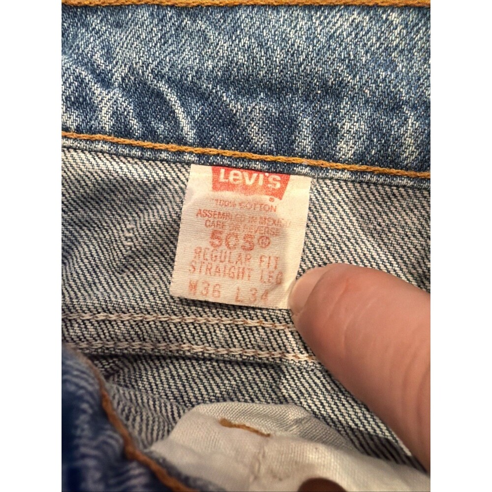Men's Vintage Levi's 505 Orange Tab Jeans Size 36x34 Straight Leg Blue Denim - Picture 2 of 10